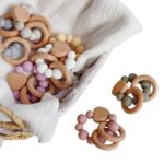 Hot Selling Nursing Bracelet Beech Wood Ring Food Grade Silicone Beads Wrist Teether Chewable Baby Teether Toys - Image 4