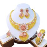 New 18k Gold Plated Wedding Jewelry Sets Gift Quality Necklace And Earring Jewelry Sets Gold Plate Plating Jewelry Sets