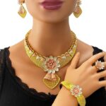 New 18k Gold Plated Wedding Jewelry Sets Gift Quality Necklace And Earring Jewelry Sets Gold Plate Plating Jewelry Sets - Image 3