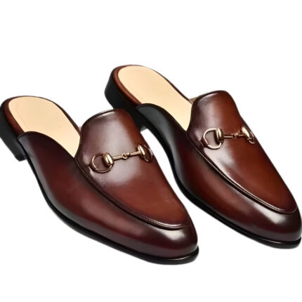 2025 Luxury Men's Formal Flat Leather Dress Shoes Men's Half Leather Mules Low Heel Casual Shoes Tassel Monk Strap Loafers