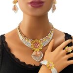 New 18k Gold Plated Wedding Jewelry Sets Gift Quality Necklace And Earring Jewelry Sets Gold Plate Plating Jewelry Sets - Image 2